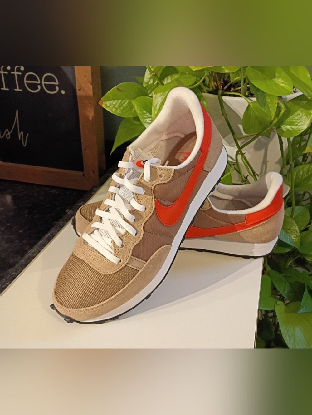Nike Tan and Orange Low-Top Retro Running Shoes